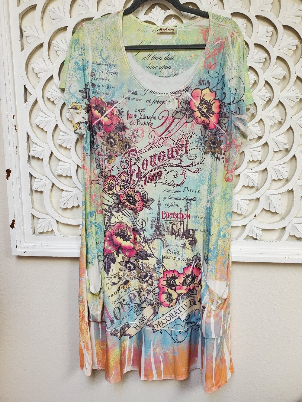 Reina Y2K Bouqet Printed Dress Vintage 2X